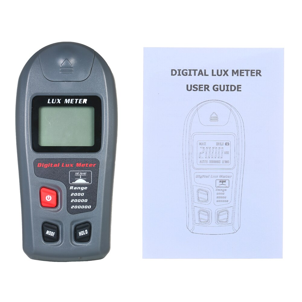 Light Meter Digital Illuminance Meter 0.1-200,000Lux 4 Switchable Ranges Portable Illuminometer Pocket Lux Meter with LCD Screen