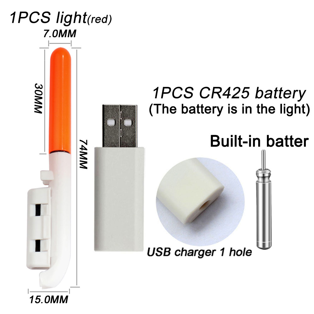 Electronic Fishing Light CR425 3.6V Battery USB Charge Rod Sense Strike Indicator LED Stick Pesca Tackle Night Bright Flash Lamp