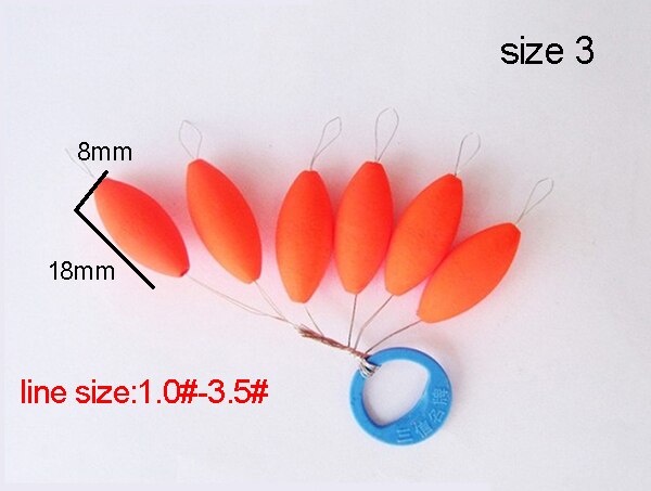 Sedal fluorescente de siete estrellas para pesca, Conector de granos espaciales, Mini flotador ovalado, aparejo para pesca nocturna, accesorio J272, 5 paquetes por lote: size 3 red