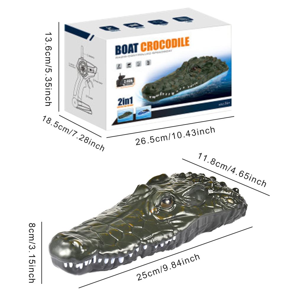 2.4g krokodille naturtro fjernbetjening båd rc båd flydende elektrisk krokodille legetøj vand skib til parker damme svømmehaller