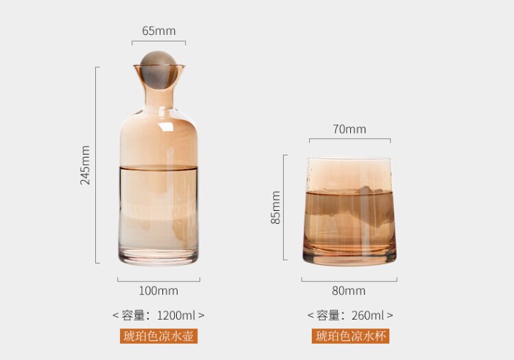 Glazen Karaf Water Pitcher Met Houten Deksel Koude Dranken Thee Kruik Huishoudelijke Drinkware Helder Water Fles