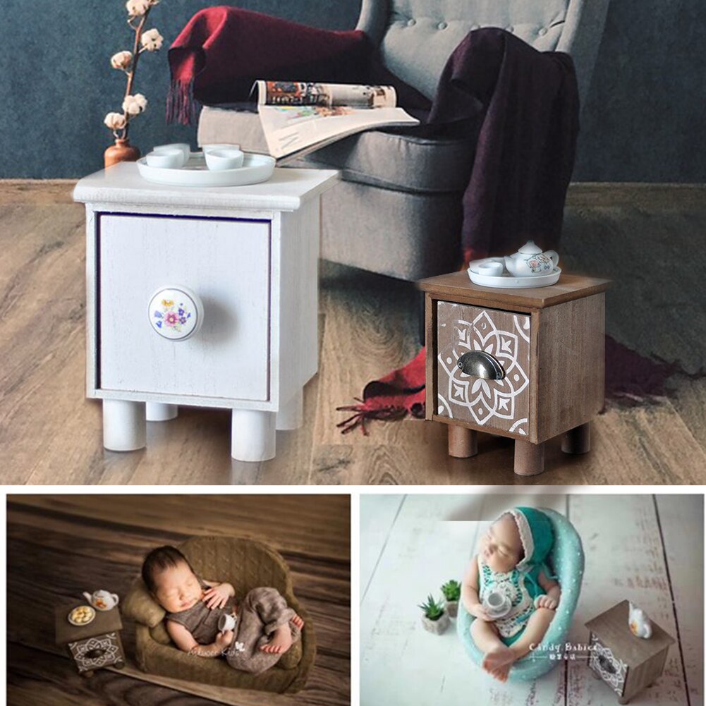 Fotografía Silla de atrezzo Decoración Accesorios fácil de instalar herramienta para estudio tomar fotos recién nacido bebé postura conjunto de té para mesa madera