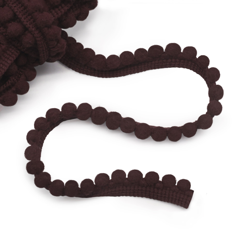 2 meter pompomkant boll pompom frans band sömnad spets virat tyg handgjorda hantverkstillbehör gör-det-själv: Svart nickel