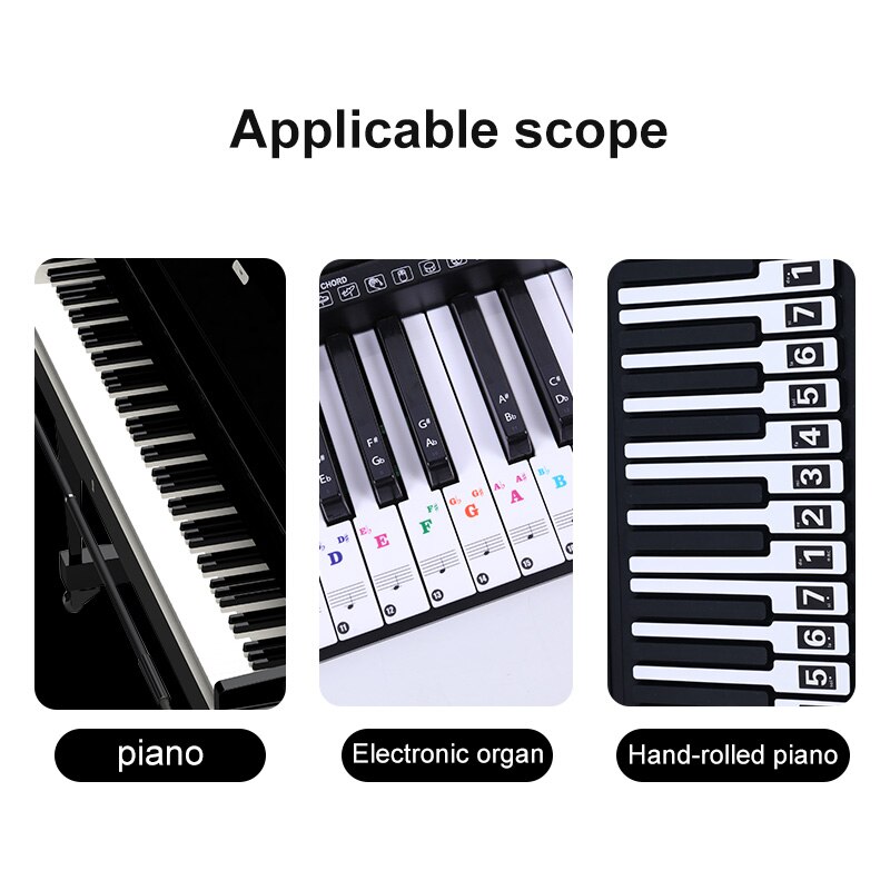 Autocollant numérique pour clavier de Piano, étiquette de Note musicale, touche universelle, dégradé coloré, 88/61/54