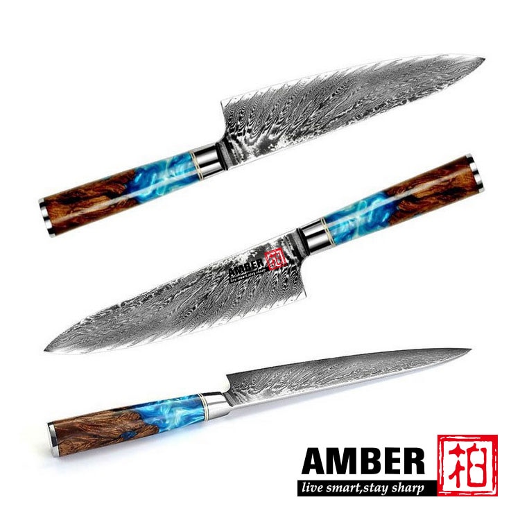 Bärnsten  vg10 damask stål nakiri kniv ebenholts skaft japansk kock köksredskap kinesisk klyvkniv matlagningsknivar