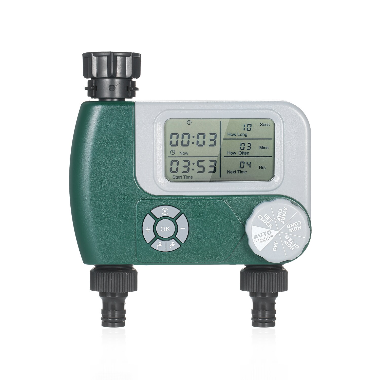 Automatic Watering Timer Irrigation Controller Programmable Hose Faucet Timer Battery Operated with 2 Outlet for Garden Plants
