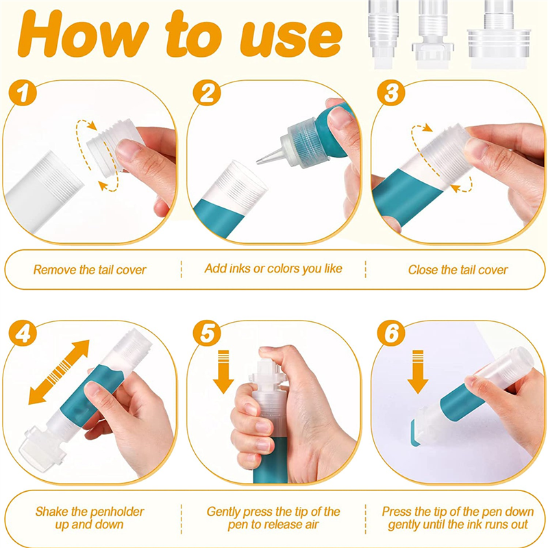 Pennarelli per graffiti da 5 pezzi pennarelli per vernice ricaricabili ritocchi per penna per pittura con 5 punte di ricambio (50mm, 30mm, 15mm)