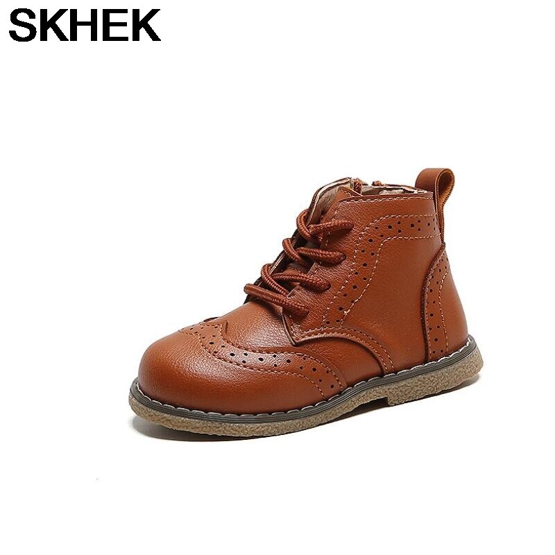 Skhek Herfst Winter Kinderen Laarzen Pu Leer Comfortabele Jongens Meisjes Baby Schoenen Enkel Snowboots Kinderen Leren Schoenen