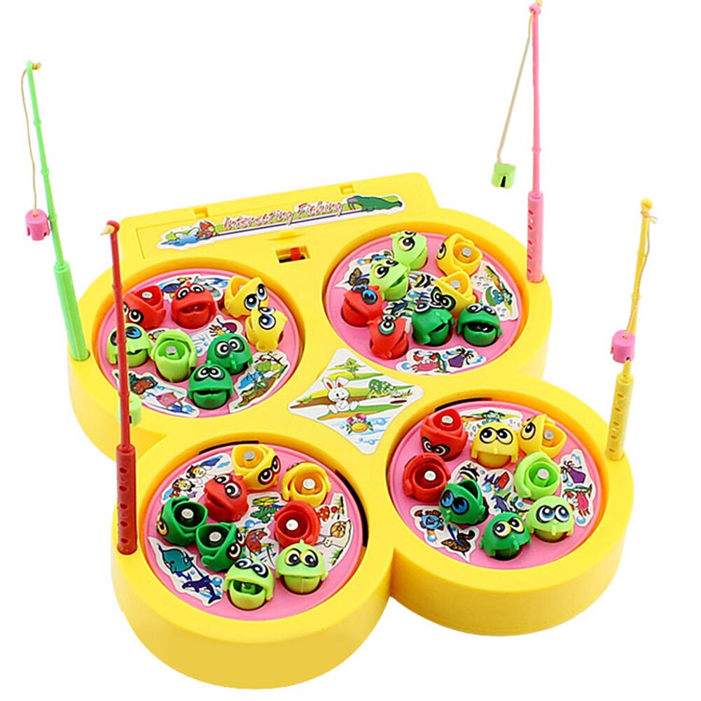 Children Fishing Toy Rotating Music Colorful Fish Catching Fun Game Safe Convenient Educational Toy Sing While Spinning