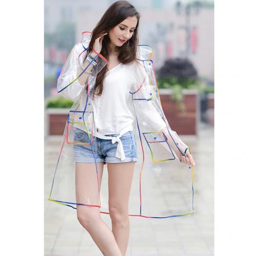 Volwassen Transparant Thicken Hooded Lange Mouw Waterdichte Regenjas Poncho Regenkleding: MULTI
