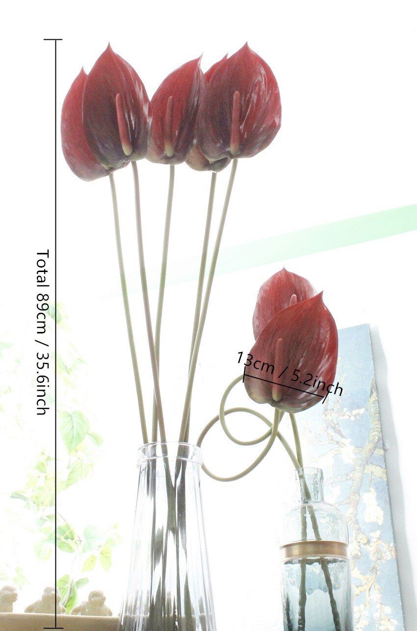 Anthurium blomster indendørs planter balkon kontor kunstige blomster bonsai gulv blomst hjem dekoration