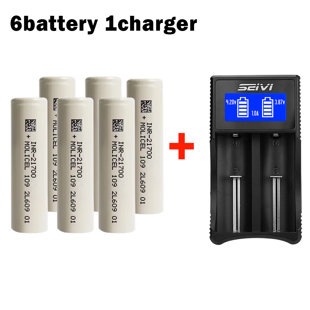 1-10 pcs inr 21700 battery 21700-50e 3,7 v 5000 mah super large capacity lithium-ion battery 5000 mah rechargeable batteries + charger: Transparent