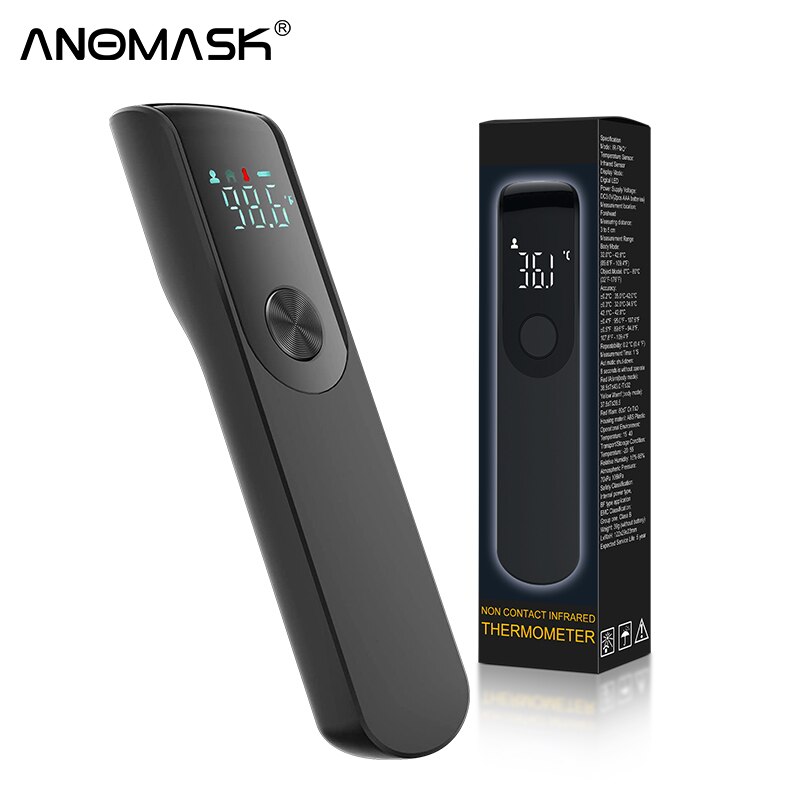 Multifunction thermometer three-color backlit display forehead thermometer digital display infrared alarm human body thermometer: Black
