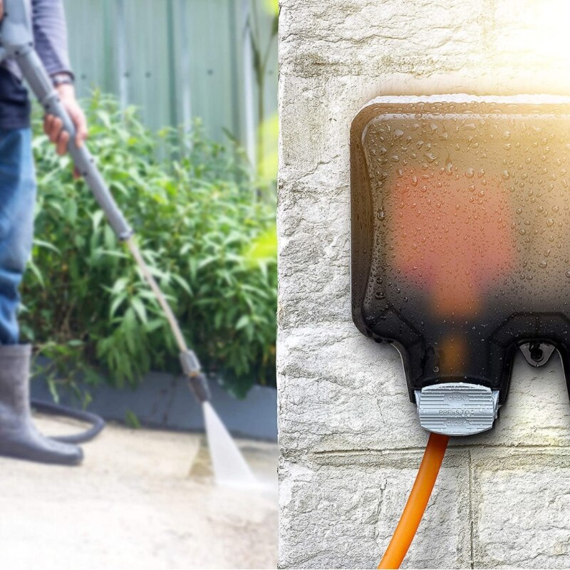 UK/EU Plug Electrical Wall Socket Outdoor Waterproof Replaceable Switch Dust-proof Power Outlet for Garden Courtyard Lawn