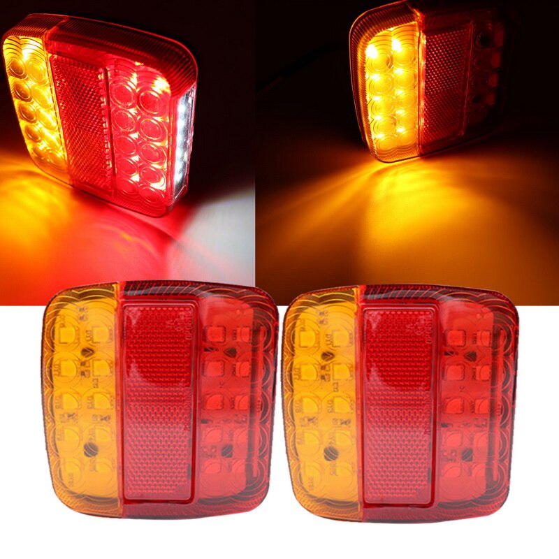 2pcs 12V Trailer Truck Caravan 26LED Taillight Tail Light Turn Signal Indicator Brake Stop Lamp Number Plate Light Rear Reverse