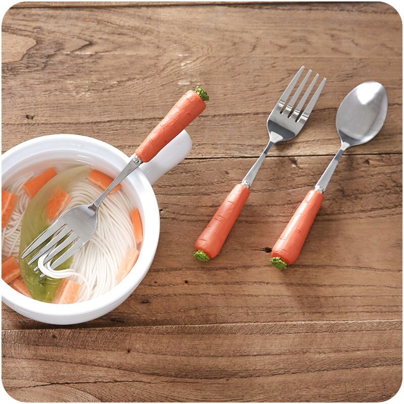 Cute 1 pc Cartoon Shape Children Dinnerware Set Baby Kid Tableware Fork Cutlery Sets Cartoon Fork Set Stainless Steel Spoon