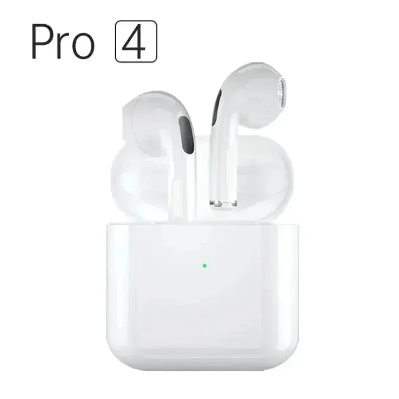 2025 Pro4 TWS słuchawki Bluetooth 9D Stereo bezprzewodowe słuchawki douszne słuchawki HiFi zestaw głośnomówiący zestaw słuchawkowy mikrofon dla Xiaomi iPhone: WHITE