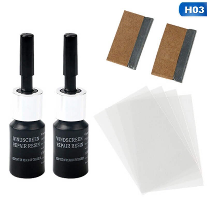 Car Windshield Window Glass Repair Kit DIY Windscreen Scratch Crack Fix Restore Tools Windows Screen Polishing Resin Set: H03