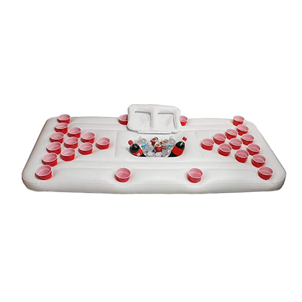 Bier Pong Zwembad Mat 28 Cup Gat Drijvende Rij Opblaasbare Zwembad Matras Water Tafeltennis Entertainment Drijvende Pad Voor Party