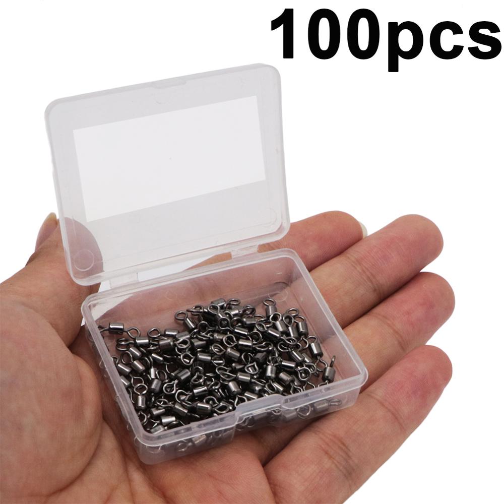50-100pcs/box Fishing Swivel Sizes Solid Connector Ball Bearing Snap Fishing Swivels Rolling Stainless Steel Beads Fish Tackle: 100pcs 1box / size3  16mm  38kg