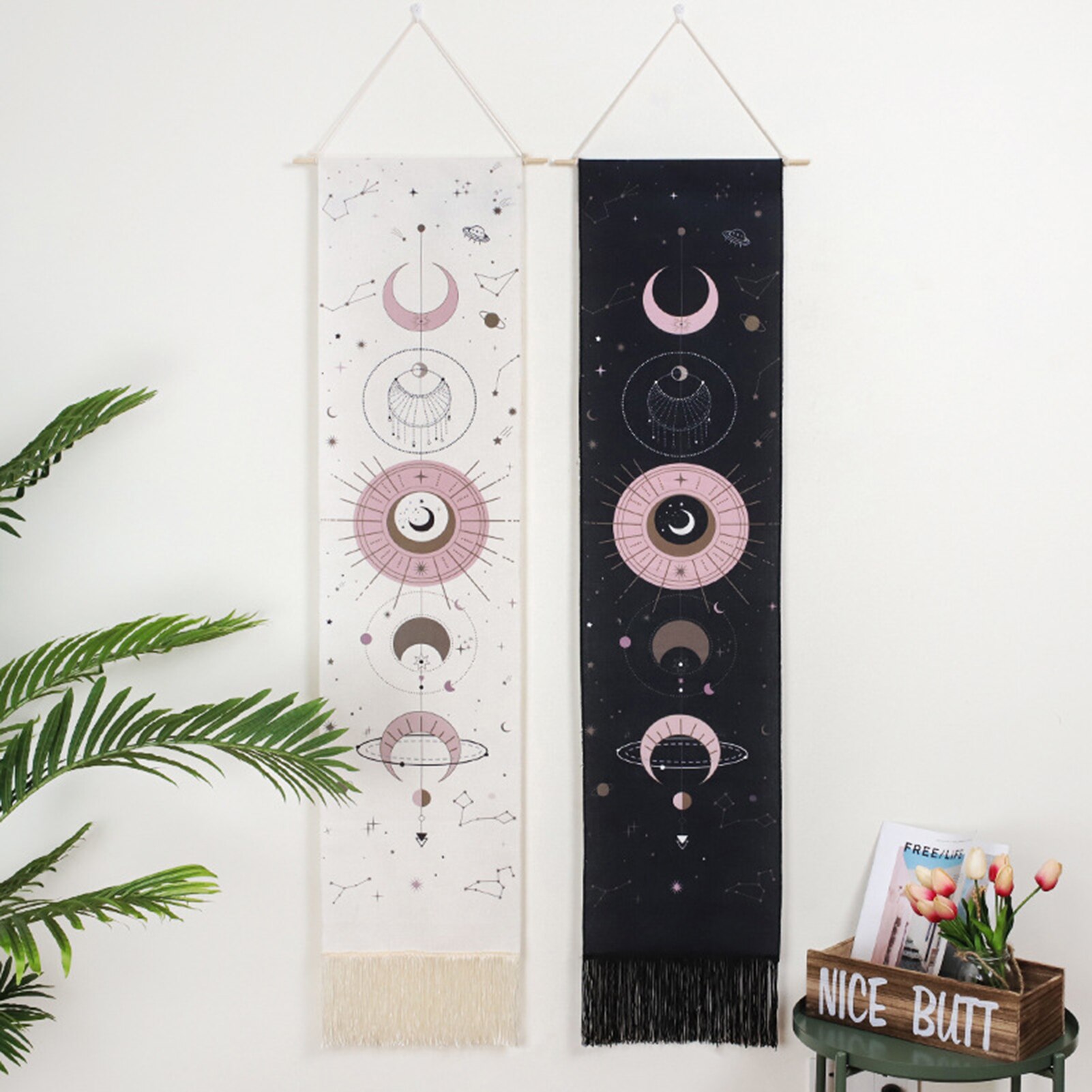 Moon Phases Tapestry Lunar Eclipse Changing Moon Phase Tapestry Wall Hanging Decor For Bedroom Living Room Boho Art Tapestries