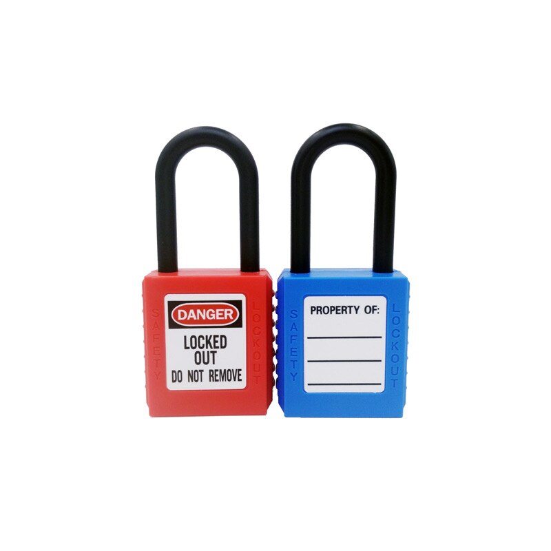 ABS lock security padlock engineering lock plastic shackle steel 38mm nylon non conductive safety padlock with 2 unique key