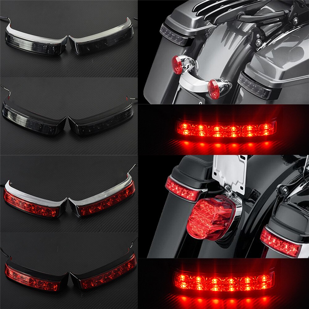 Bolsa para SILLÍN de motocicleta, luces intermitentes traseras, luz trasera LED de freno, luz trasera para Harley Touring RoadKing FLHR FLHT FLHX