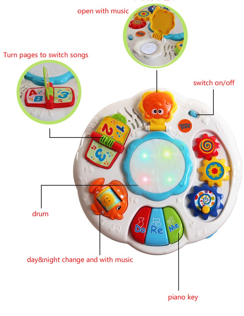 Infants Musical Instrument Learning Table Baby Toys Animals Piano Early Educational Study Activity Center Music Game For Kids