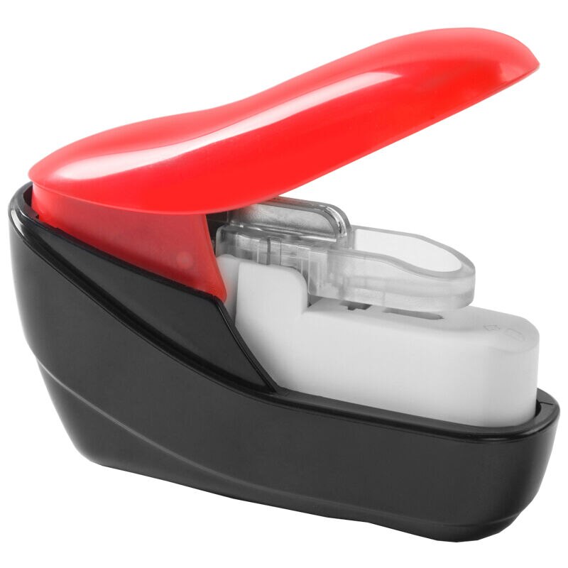 Handheld Stapleless Stapler Without Staples Free Stapler School Paper Staplers Office Bookbinding Supplies: Red