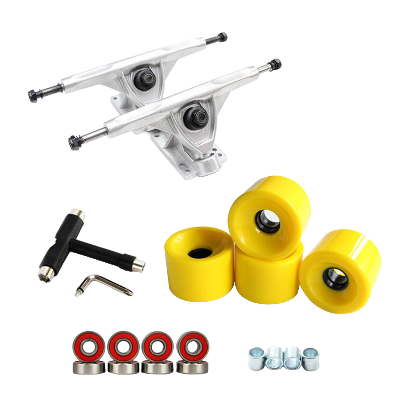 Solide Skateboard Lkw Rad Reparatur Multi-tools Installieren Montage Lager Skateboard Longboard Räder Roller Reparatur Werkzeuge: Silver Yellow