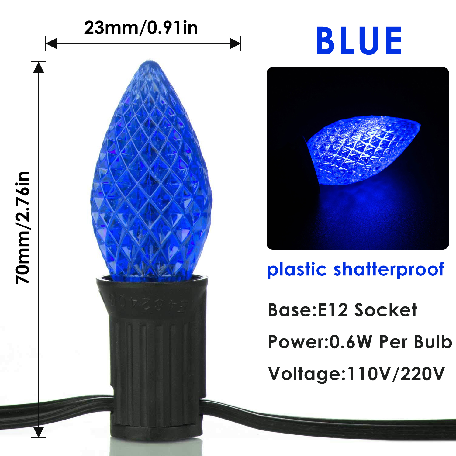 50ft c7 brudsikre lyskæder, rgb, dæmpbare, facetslebne jordbær-led-pærer, der kan tilsluttes, udendørs lyskæde, festdekoration: Rgb / 300w / Eu-stik