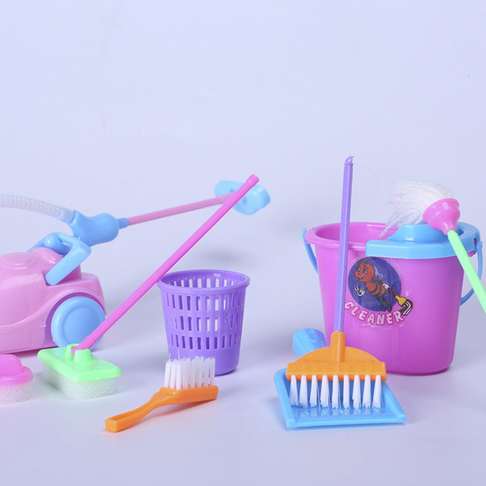 9 Pcs/Set Mini Doll Accessories Cleaning Set Simulation Household Cleaning Tool Play Dollhouse Housekeeping Educational Toy