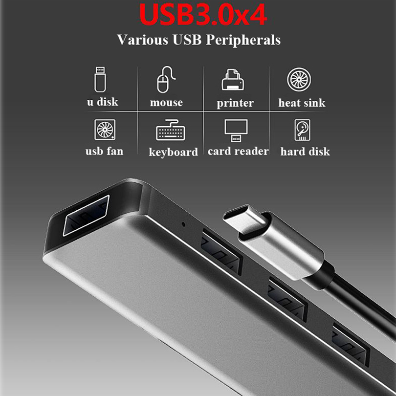 Multifunction USB Type-c Docking Station USB-C HUB To USB 3.0 RJ45 VGA Adapter for MacBook Samsung Galaxy S8 S9 HUAWEI Matebook