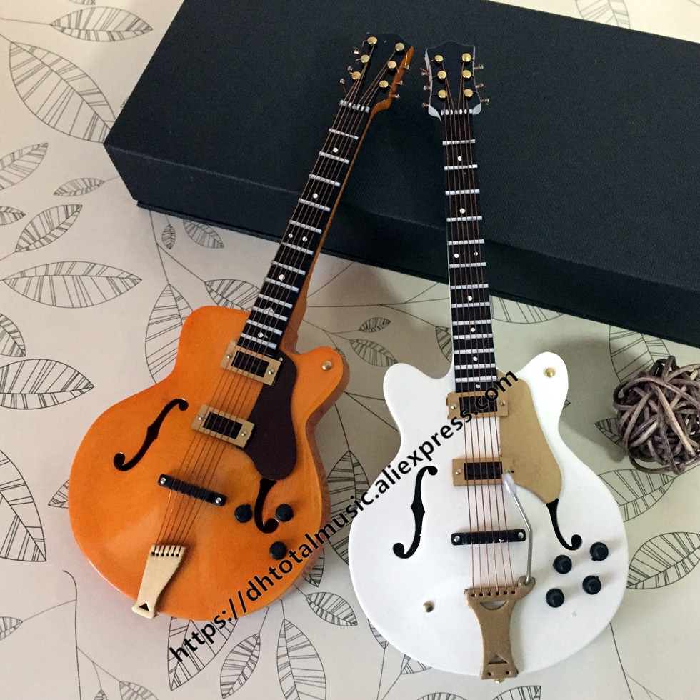 Dh Miniature Guitar Model Replica with Stand and Case Dollhouse Accessories Mini Musical Instrument Ornaments Christmas
