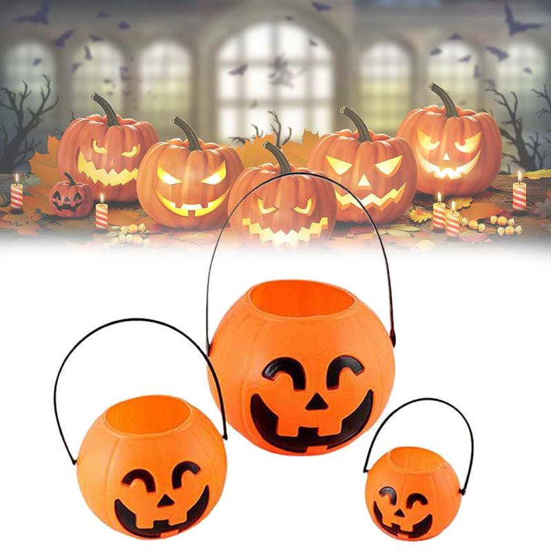 1 st orange pumpa godis hållare mini trick-or-treat halloween godis pumpa hink