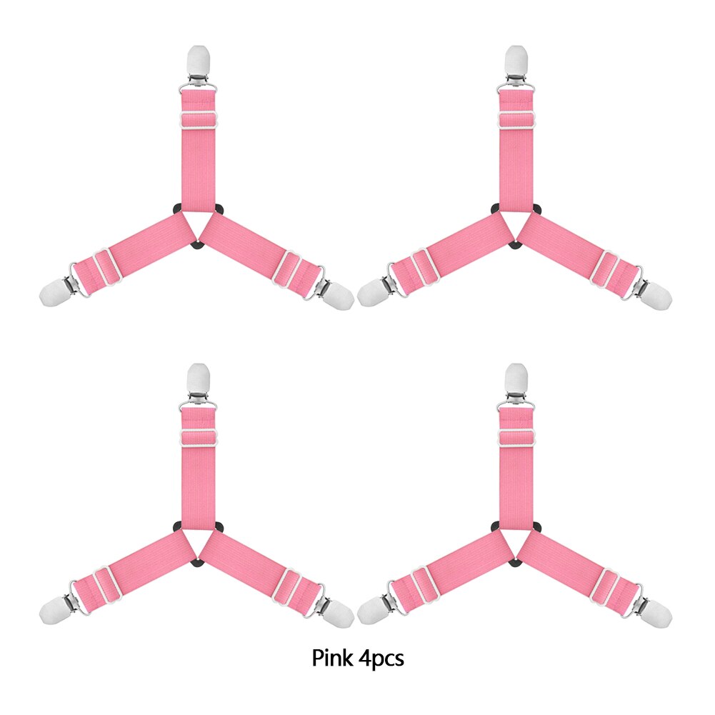 1/4Pcs Grippers Suspender Cord Clasps Adjustable Elastic Mattress Cover Adjustable Bed Sheet Fastener Strap Home Organize Gadget: Pink 4pcs