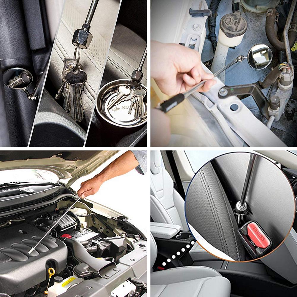 Miroir d'inspection télescopique, outils de réparation de voiture, ensemble d'outils de ramassage, plateau de pièces magnétiques, accessoires d'outils de ramassage extensibles 5 pièces