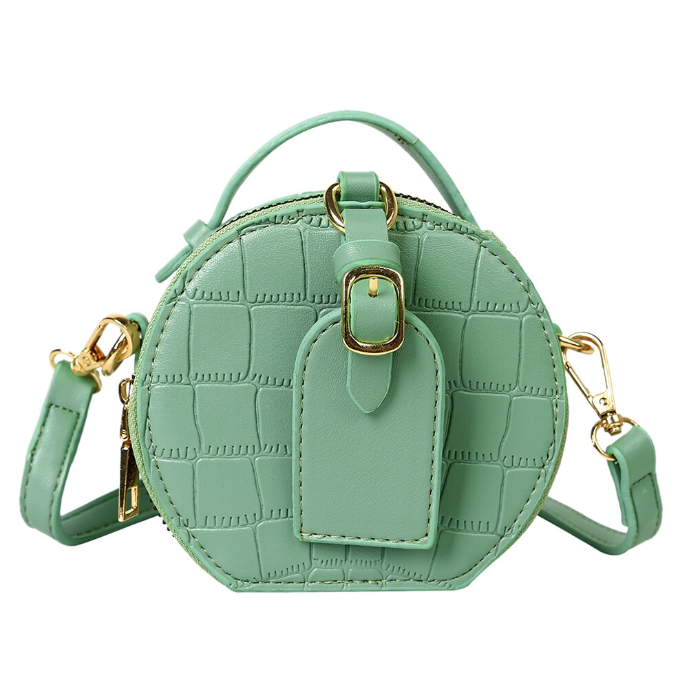 Frauen Kleine Runde Schulter Mini Handtaschen Jahrgang PU Leder Plissee Crossbody Totes Tasche modisch Rund Bote Taschen: Grün