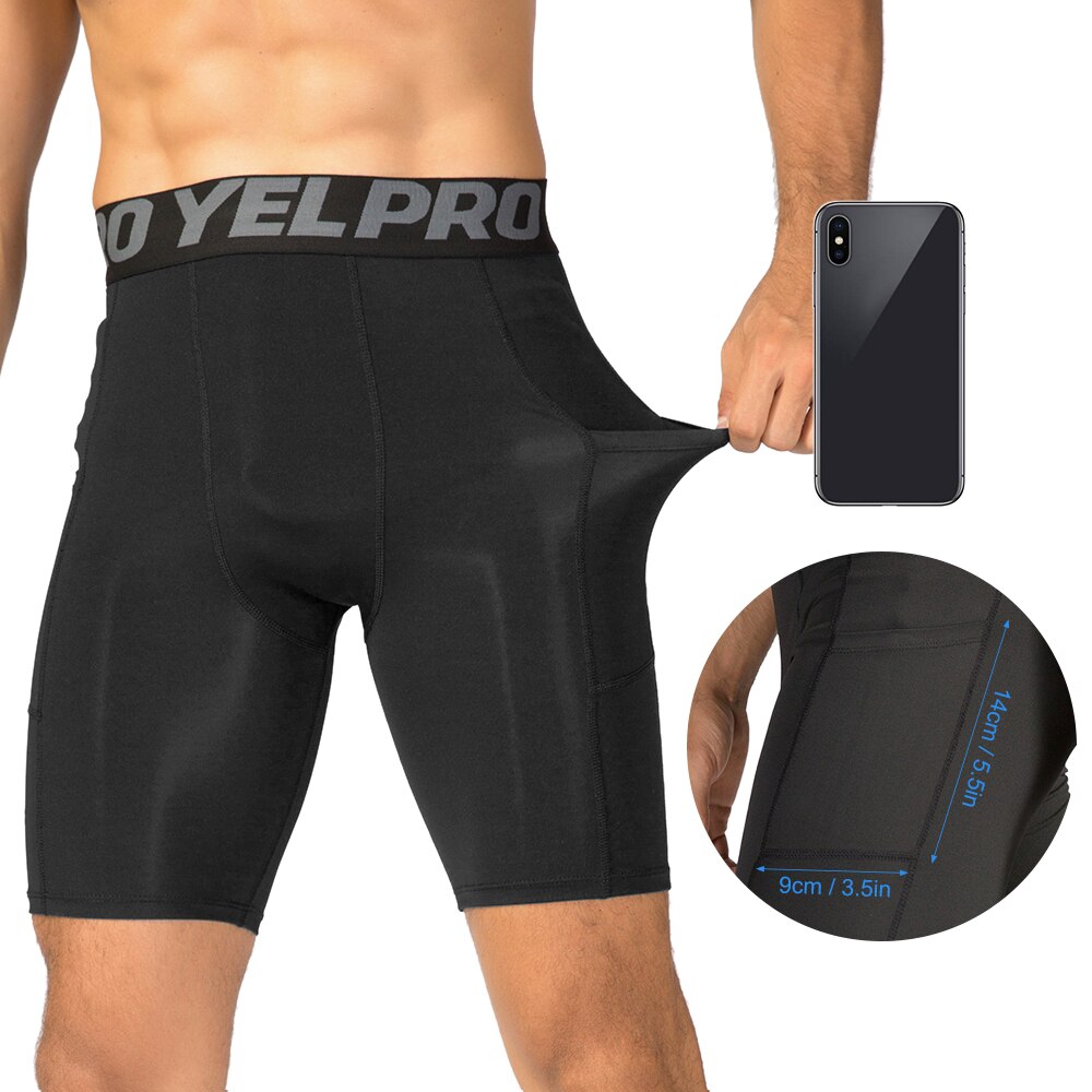 Yel Pro 4 Packs Mannen Sport Shorts Panty Skinny Bodybuilding Ademend Heren Bottom Pocket Fitness Oefening Shorts Voor Training