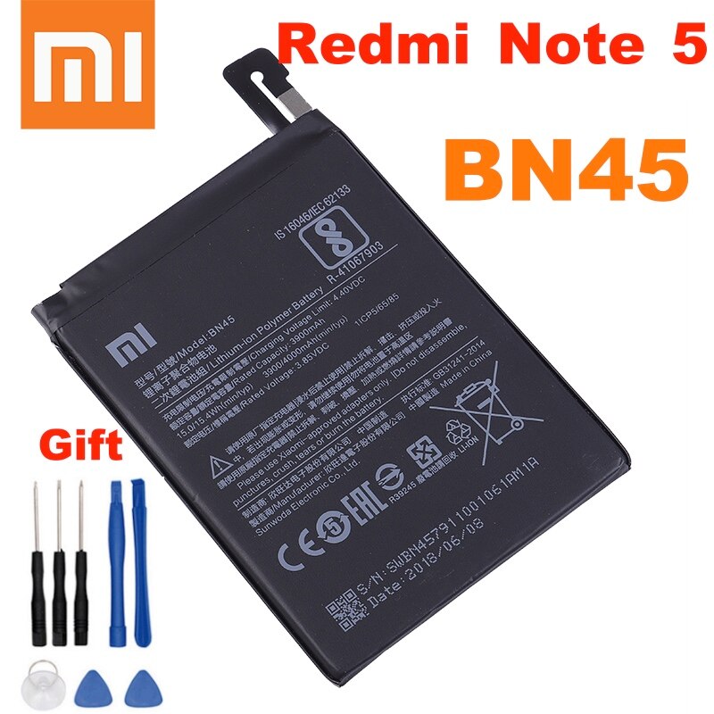 Xiao Mi 100% Orginal BN45 4000Mah Batterij Voor Xiaomi Redmi Note 5 Note5 BN45 Telefoon Vervanging Batterijen + Gereedschap