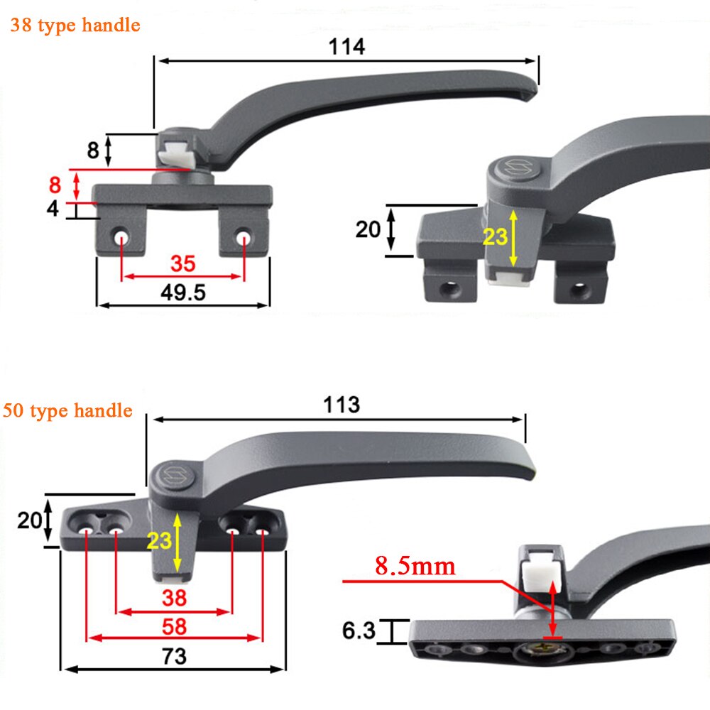 38 typ Zink-legierung Fenster ziehen Griff Verknüpfungen/Rechts Hand 50 Typ Glas Tür Griff Schiebe FlüGel Möbel Hardware- griff