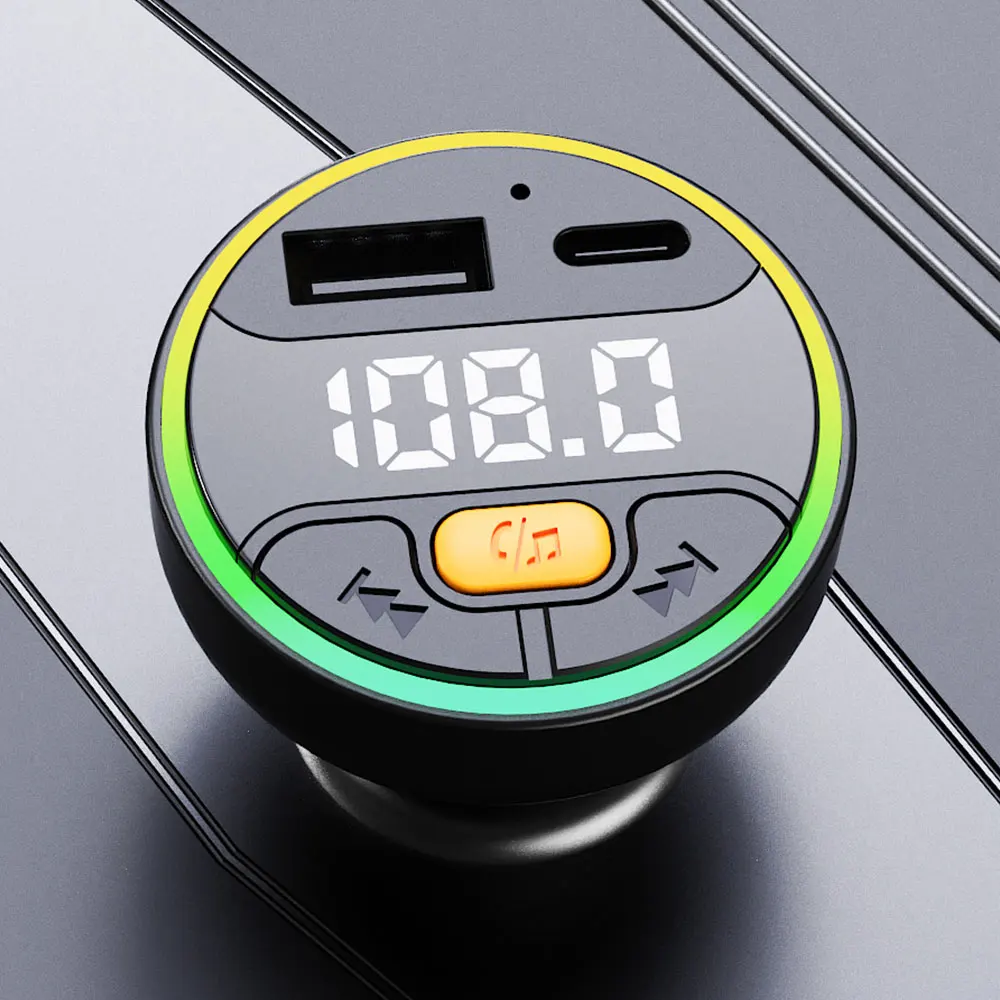 Car FM Transmitter Bluetooth 5.3 Handsfree Wireless Car Kit USB Car Charger Auto Radio Fm Modulator Mp3 Player Adapter: black