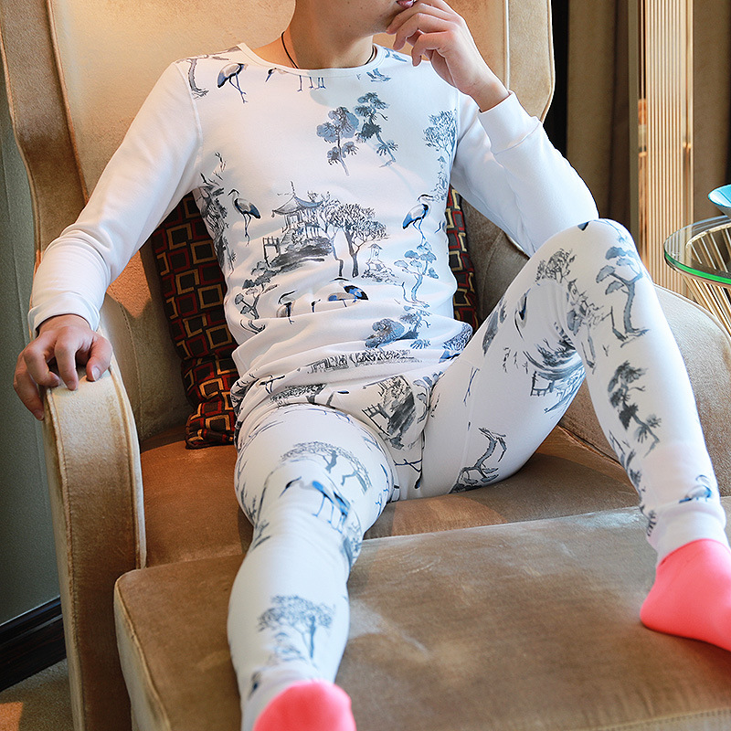 Pantalon thermique en coton pour homme, leggings longs de
