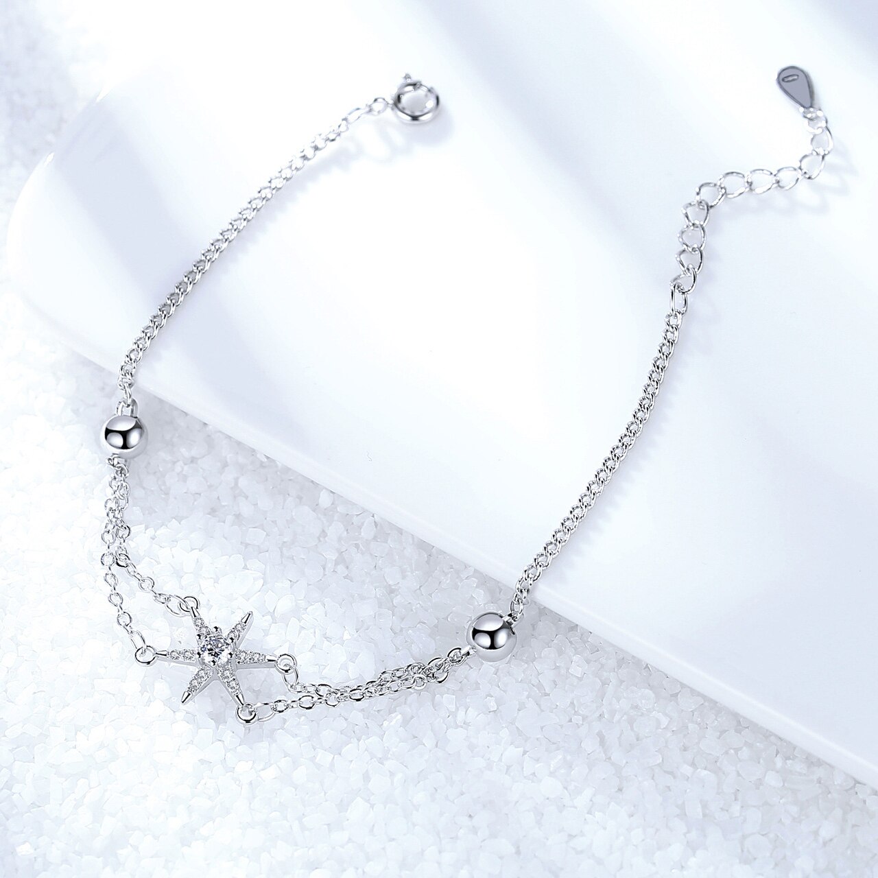 S925 Stempel Zilver Kleur Star Charm Armband Micro Zirkoon Ketting Armband B Est Voor Haar S-B260