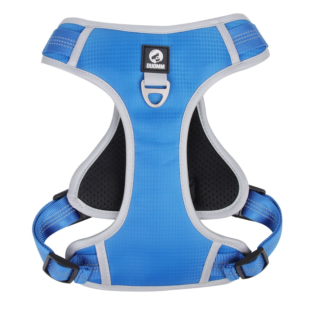 No Pull Breathable Large Dog Harness Reflective Adjustable Pet Dogs Harness Vest for Medium Big Dog Running Training Harnesses: Blue / M 50-62CM Chest