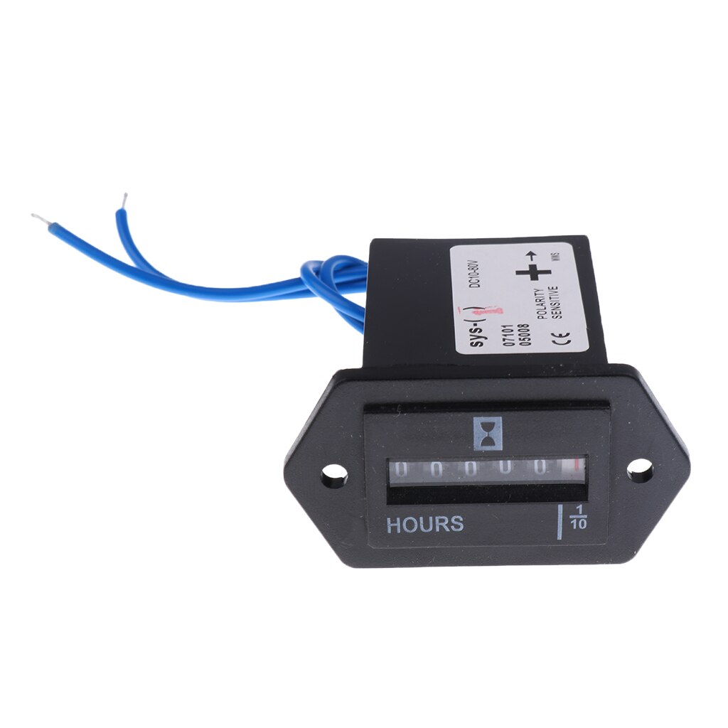 10-80V DC/AC Quartz Hour Meter Tester Gauge with Wire for Car Truck Engine