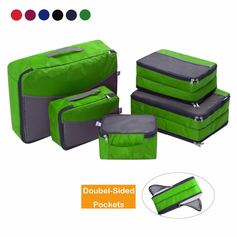 Ufine 5 Set Reise Gepäck Organizer-Doppelseitige Carryon Leichte Verpackung Würfel Lagerung Taschen
