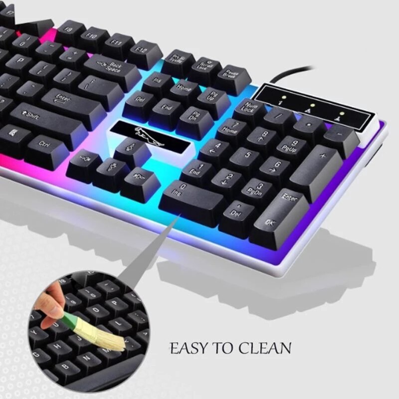 Ergonomic Gaming Keyboard &amp; 3D Mouse Kit Anti-slip Rainbow LED Equipment Set For PS4 Xbox Onet USB Charging Light Ke Newes