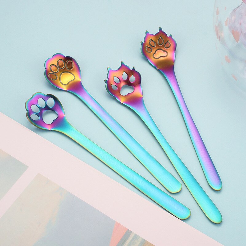 1Pcs Colorful Stainless Steel Flatware Guitar Spoon Milk Coffee Spoon Ice Cream Candy Teaspoon Accessories