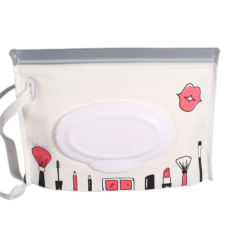 Portable Wet Wipes Organizer Storage Box Lanyard Removable Wet Tissue Organizer Printing Rangement Reusable Storage Box